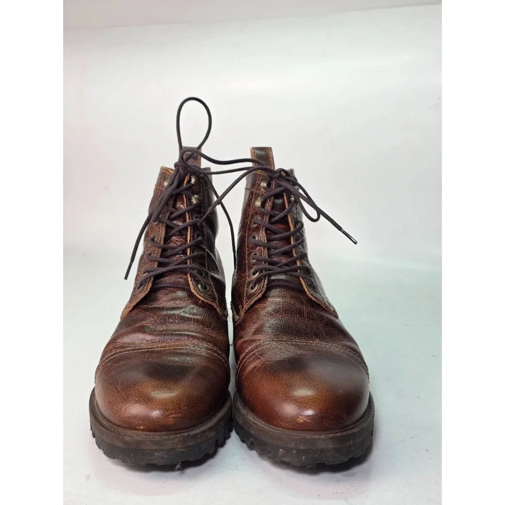 Patina Portland Men's Boots Size 12.5 EU 46 Brown Leather Lace Up High Top Shoes
